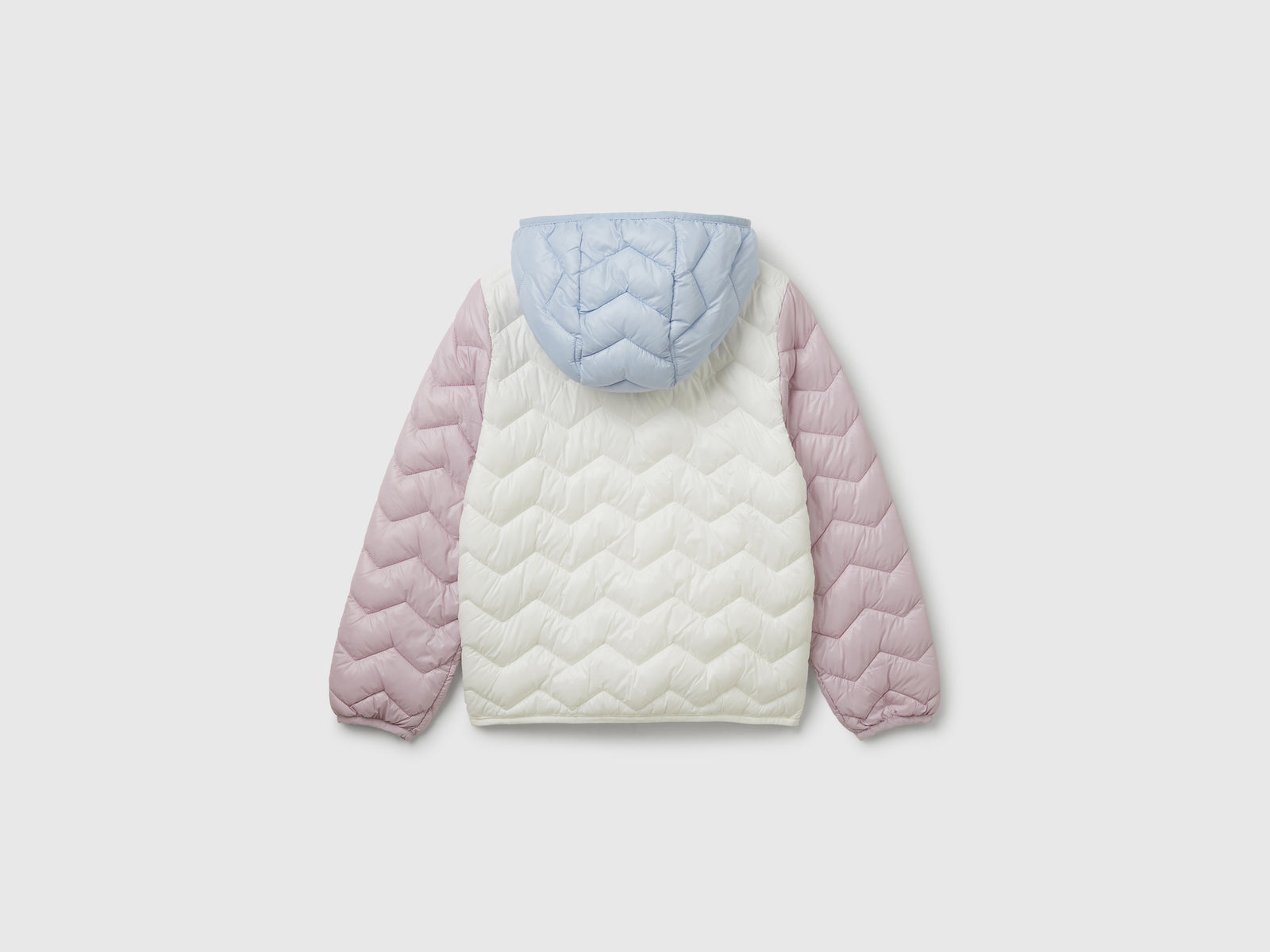 Giubbino imbottito con cappuccio da bambina bianco 2 | Benetton Outlet