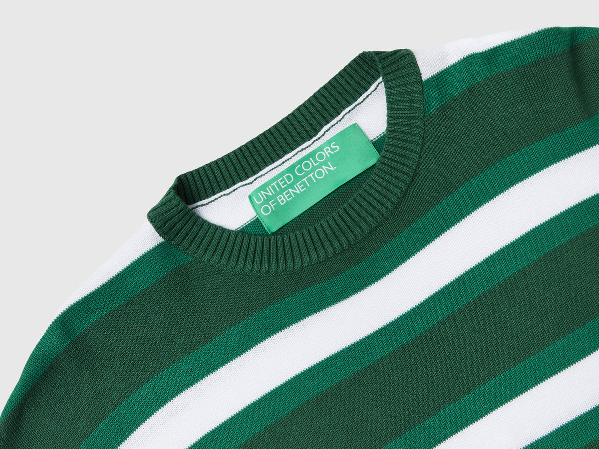 Maglione a righe in puro cotone