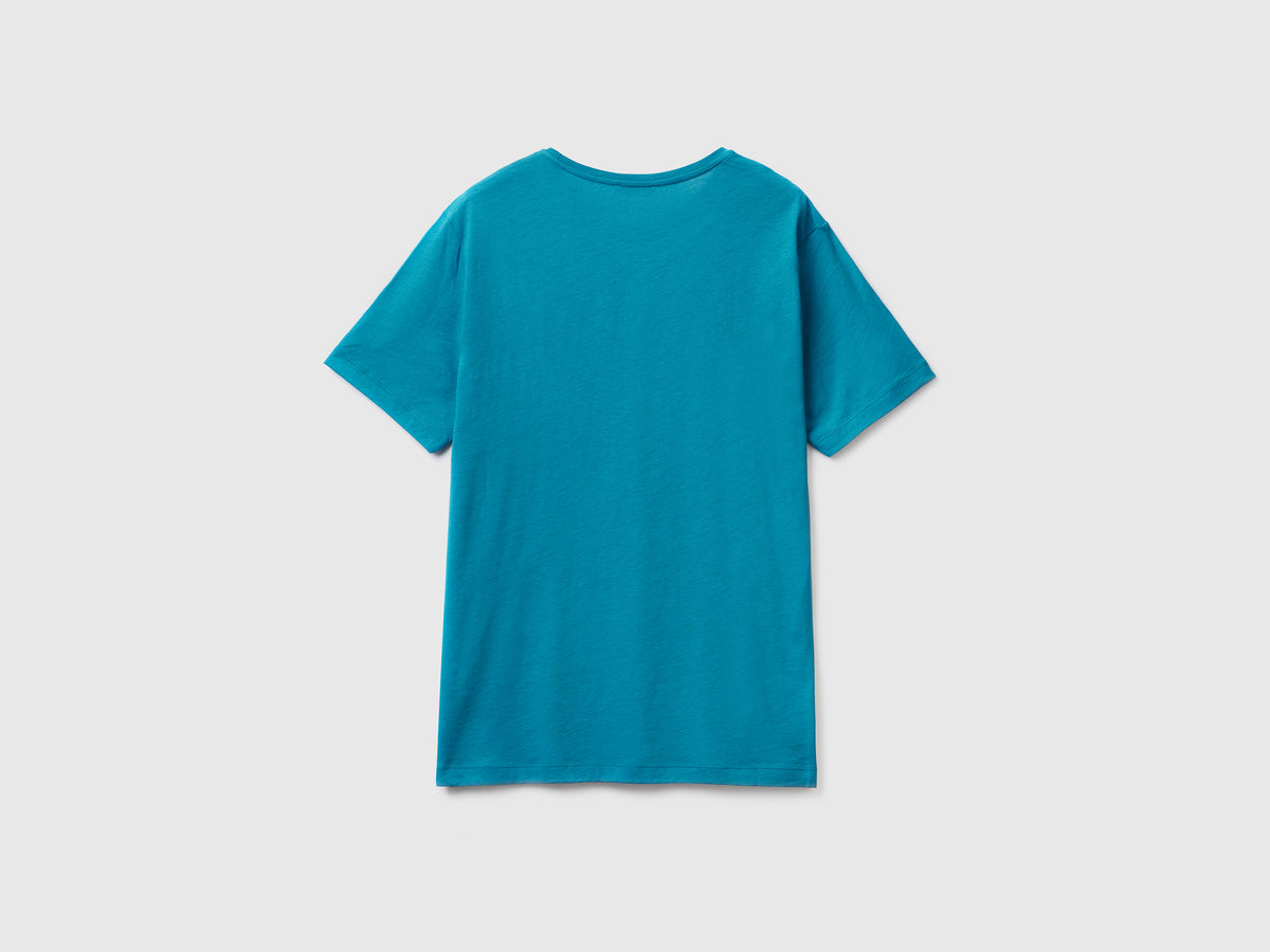 T-shirt girocollo a manica corta in puro cotone leggero