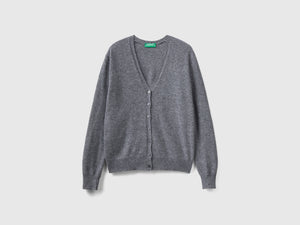 Cardigan scollo a Vo in pura lana Merino