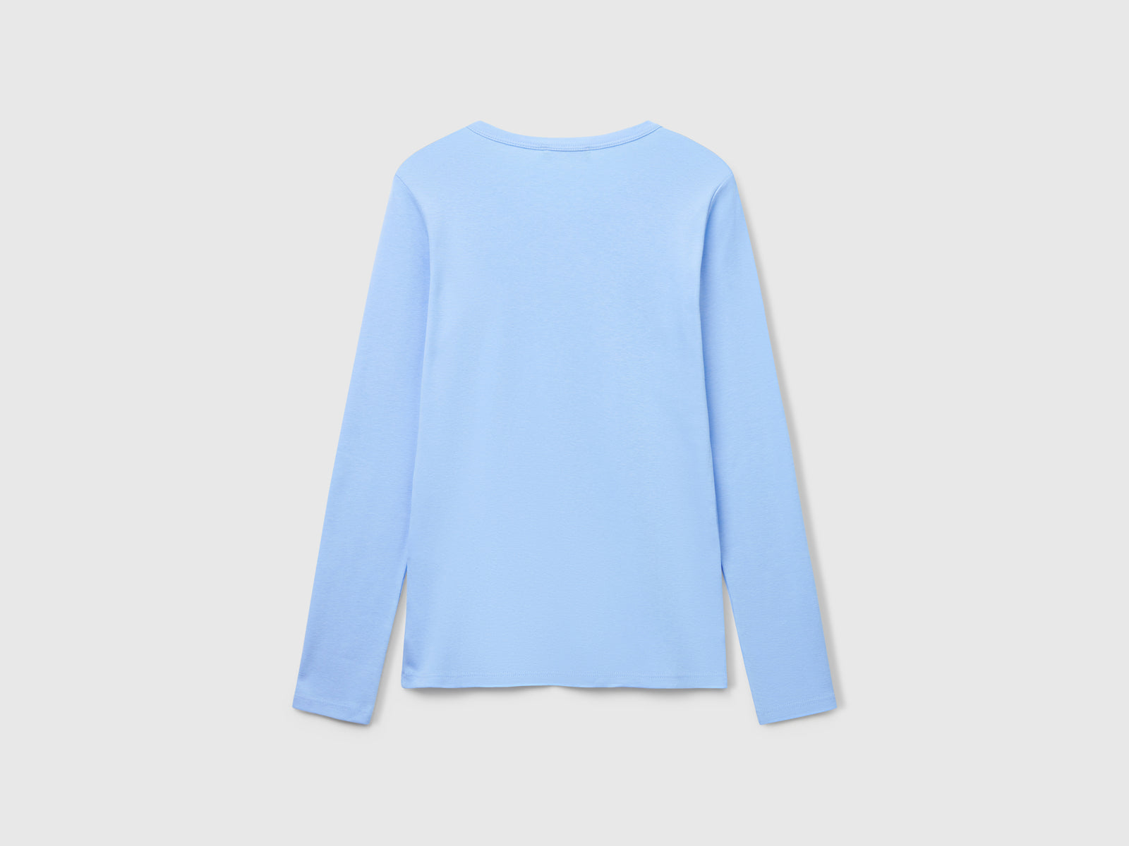 T-shirt a manica lunga 100% cotone da donna azzurro 2 | Benetton Outlet
