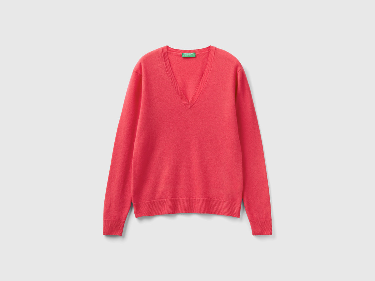 Maglia con scollo a V in pura lana Merino