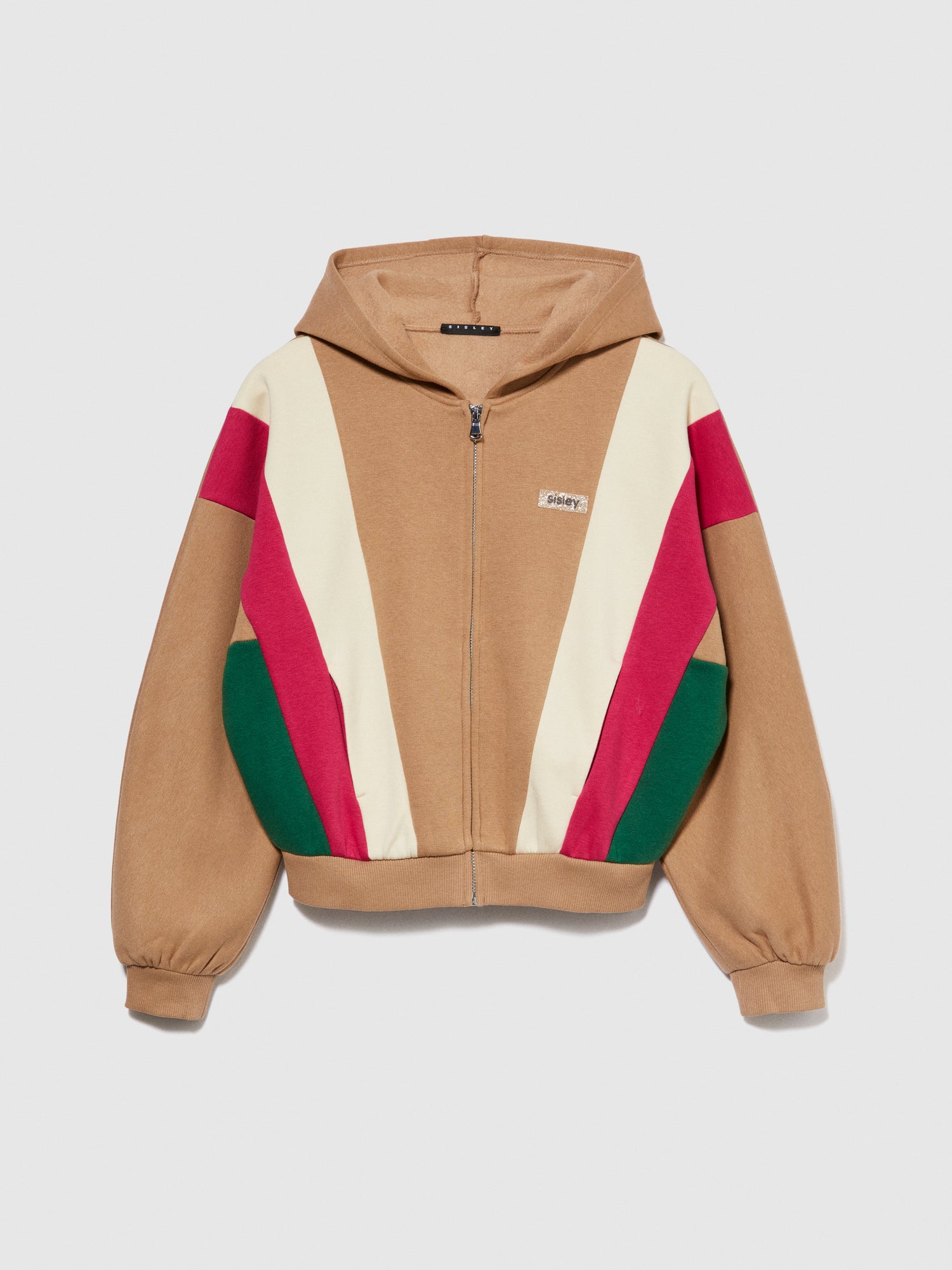 Felpa over color block da bambina cammello | Sisley young Outlet