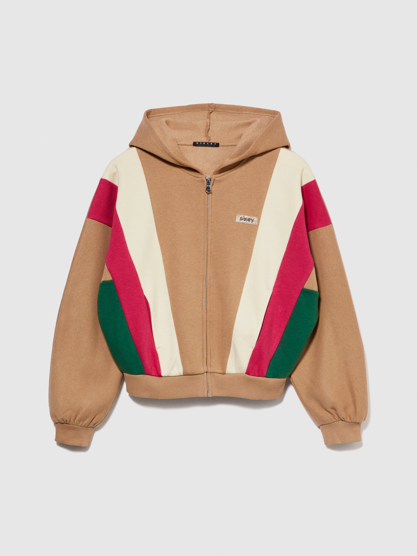 Felpa over color block da bambina cammello | Sisley young Outlet