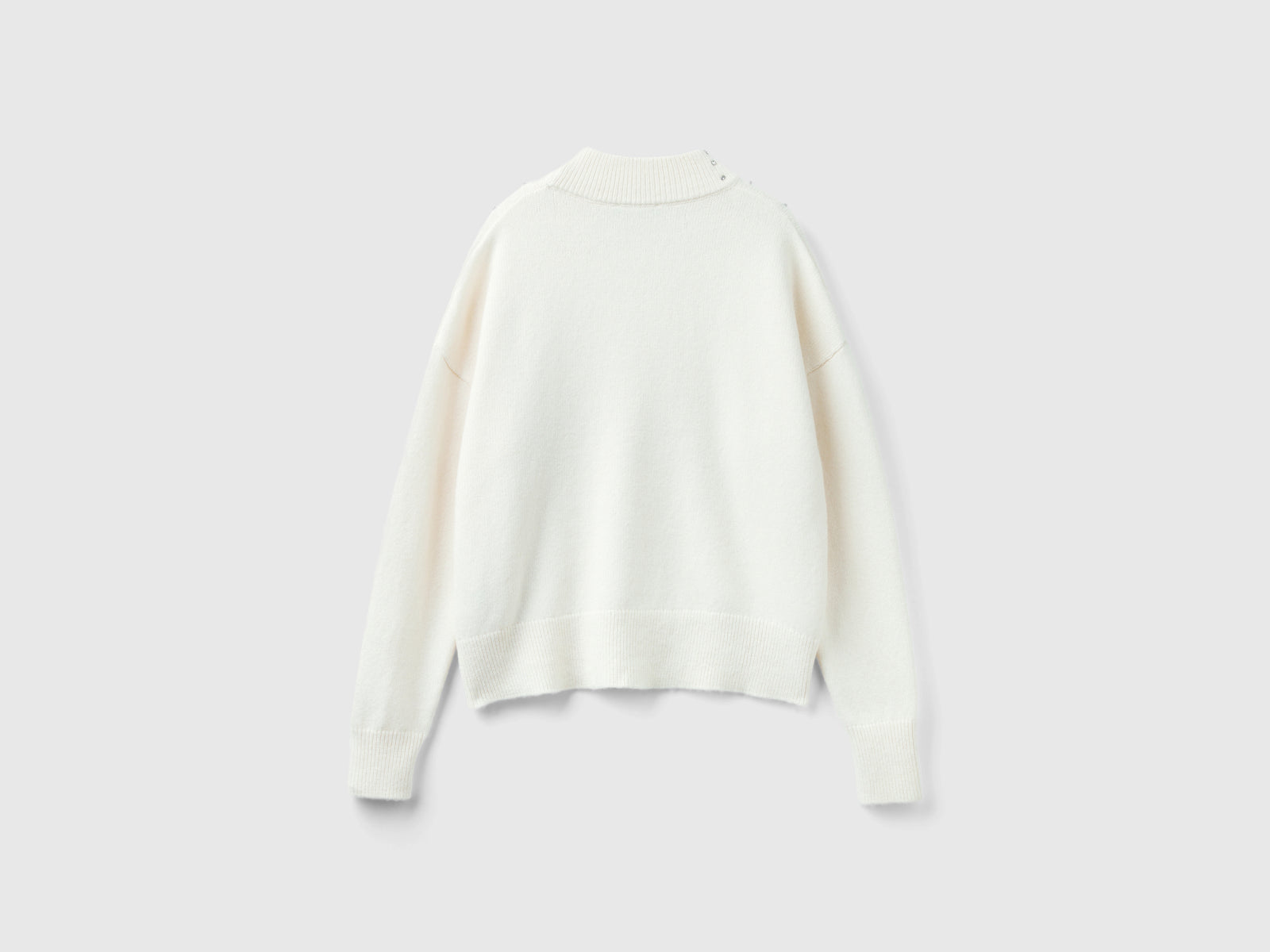 Rhinestone mock-neck top da donna bianco panna 2 | Benetton Outlet
