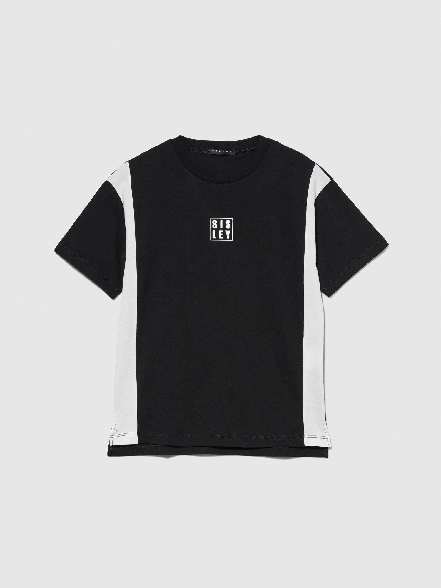 T-shirt con contrasto da bambino nero | Sisley young Outlet