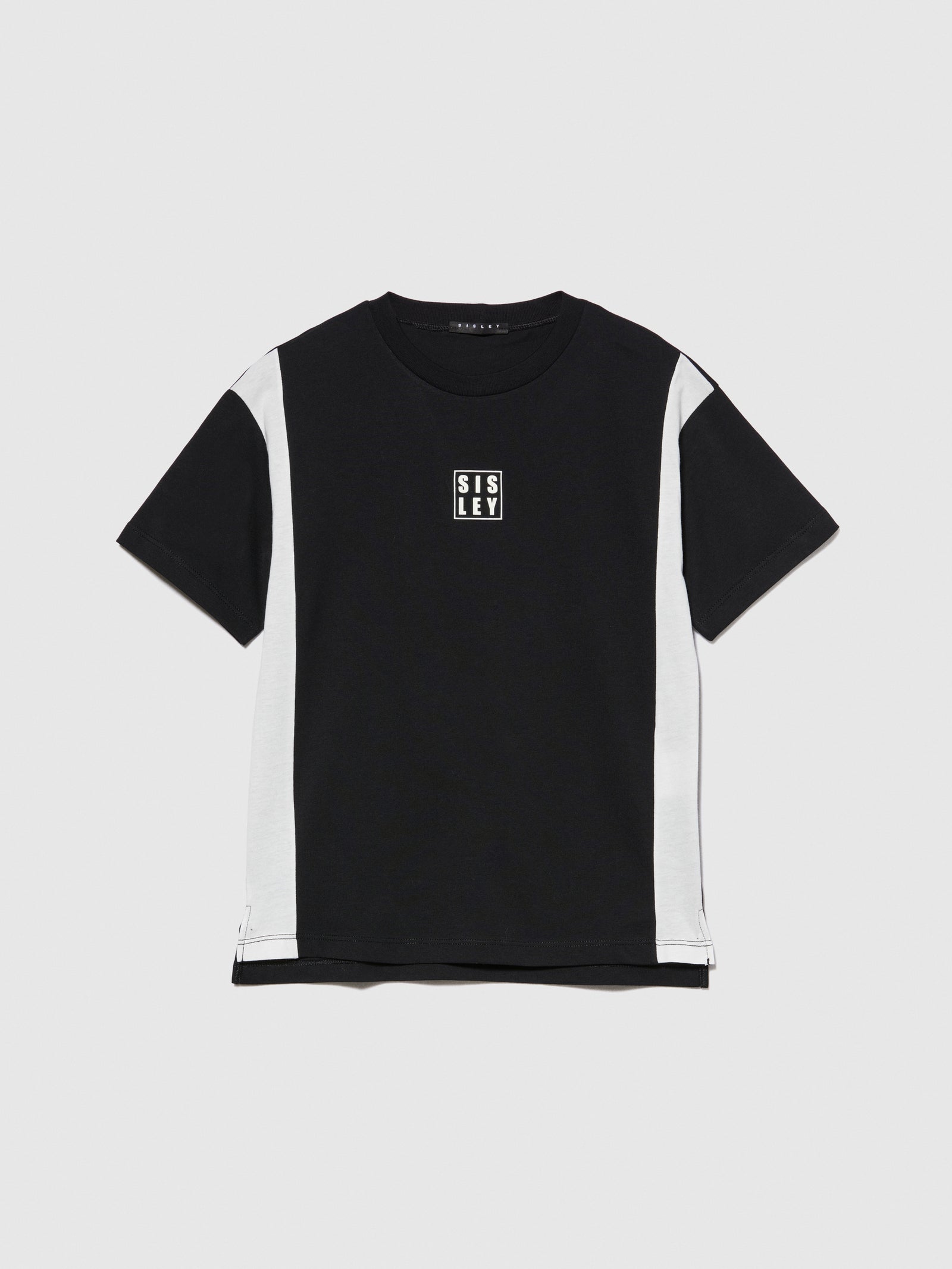 T-shirt con contrasto da bambino nero | Sisley young Outlet