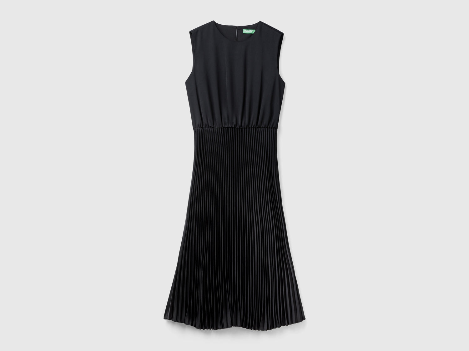 Vestito midi con gonna plissé da donna nero | Benetton Outlet