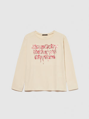 T-shirt con ricamo e paillettes