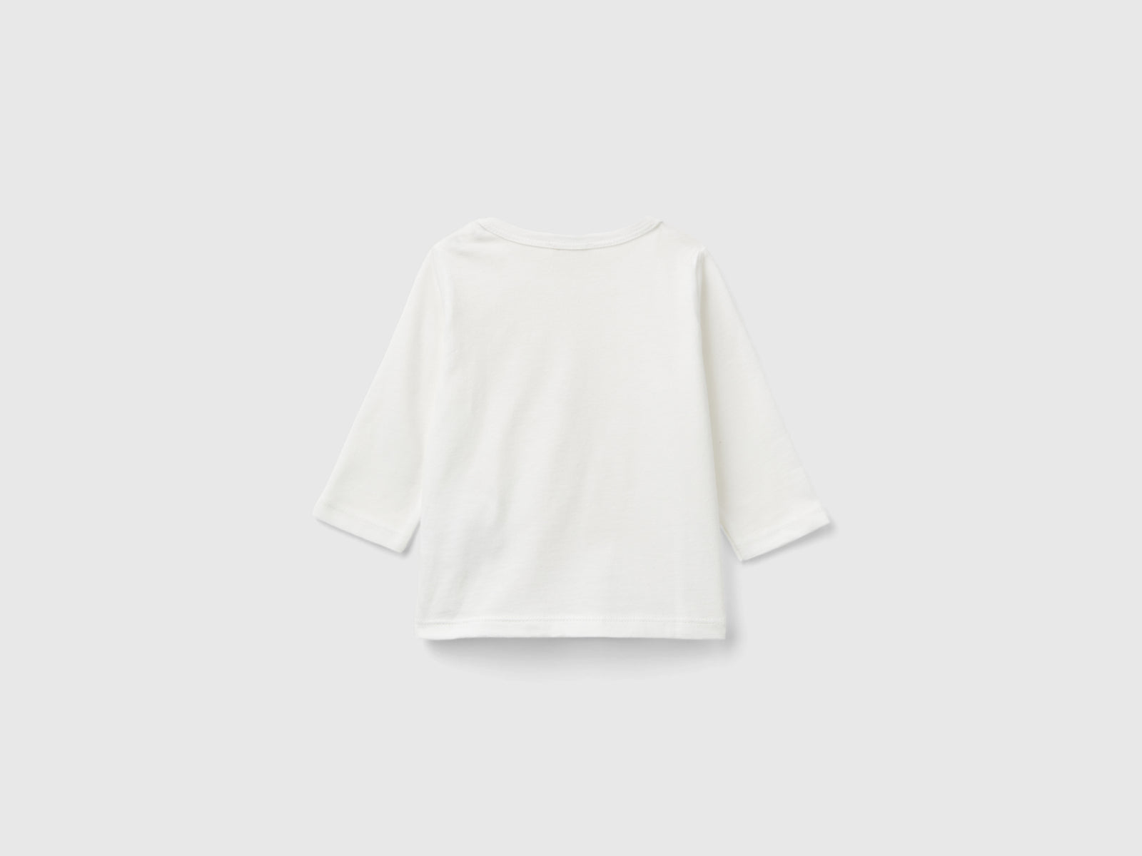 Maglietta con stampa in cotone bio da neonato bianco 2 | Benetton Outlet
