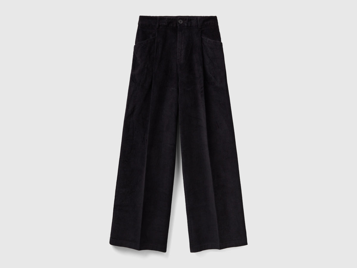 Pantaloni gamba ampia in velluto a coste