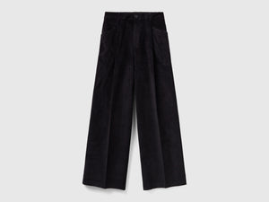 Pantaloni gamba ampia in velluto a coste