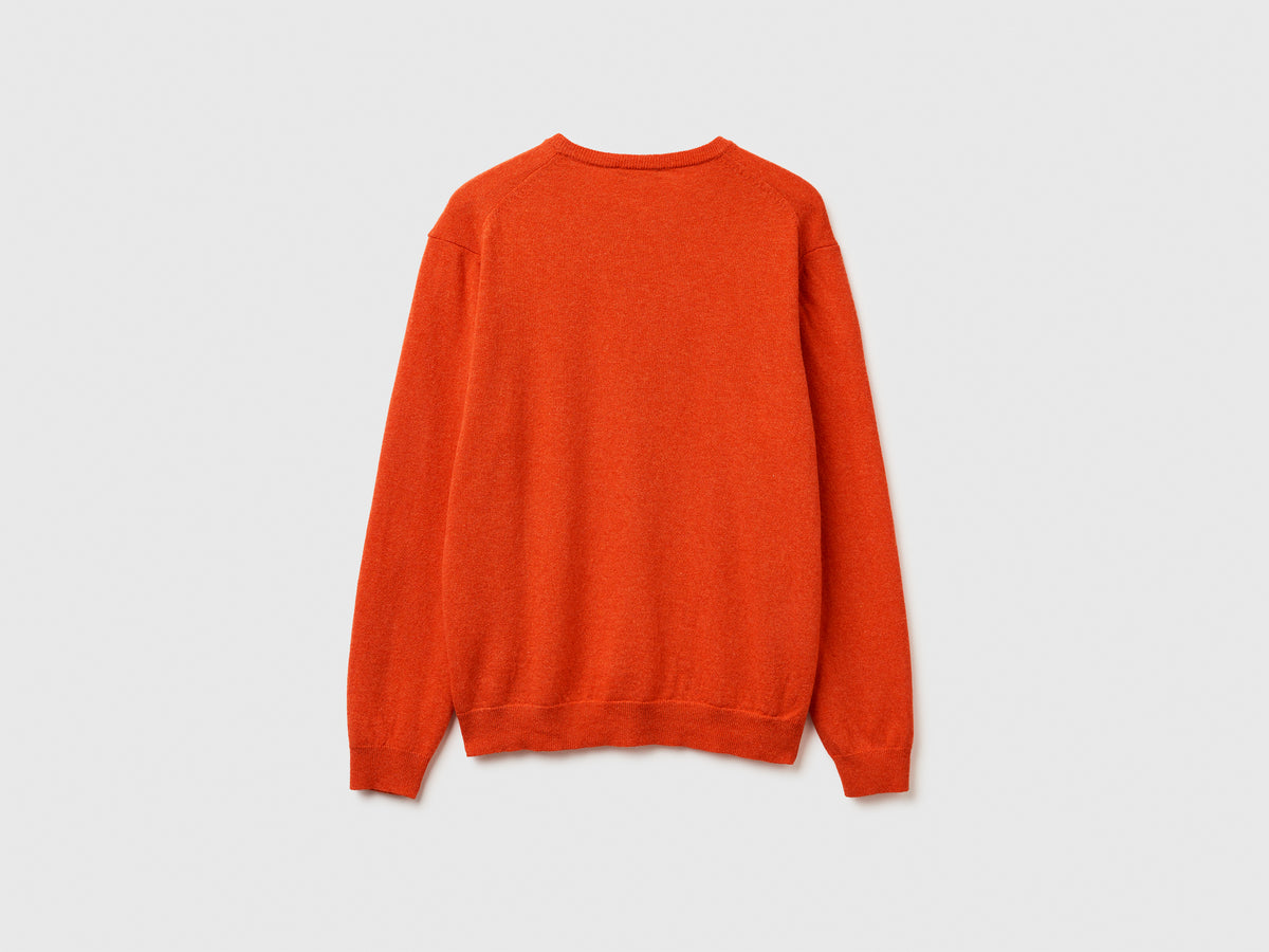 Maglia girocollo mélange in pura lana Merino