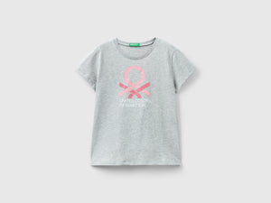 T-shirt con logo glitter in cotone bio