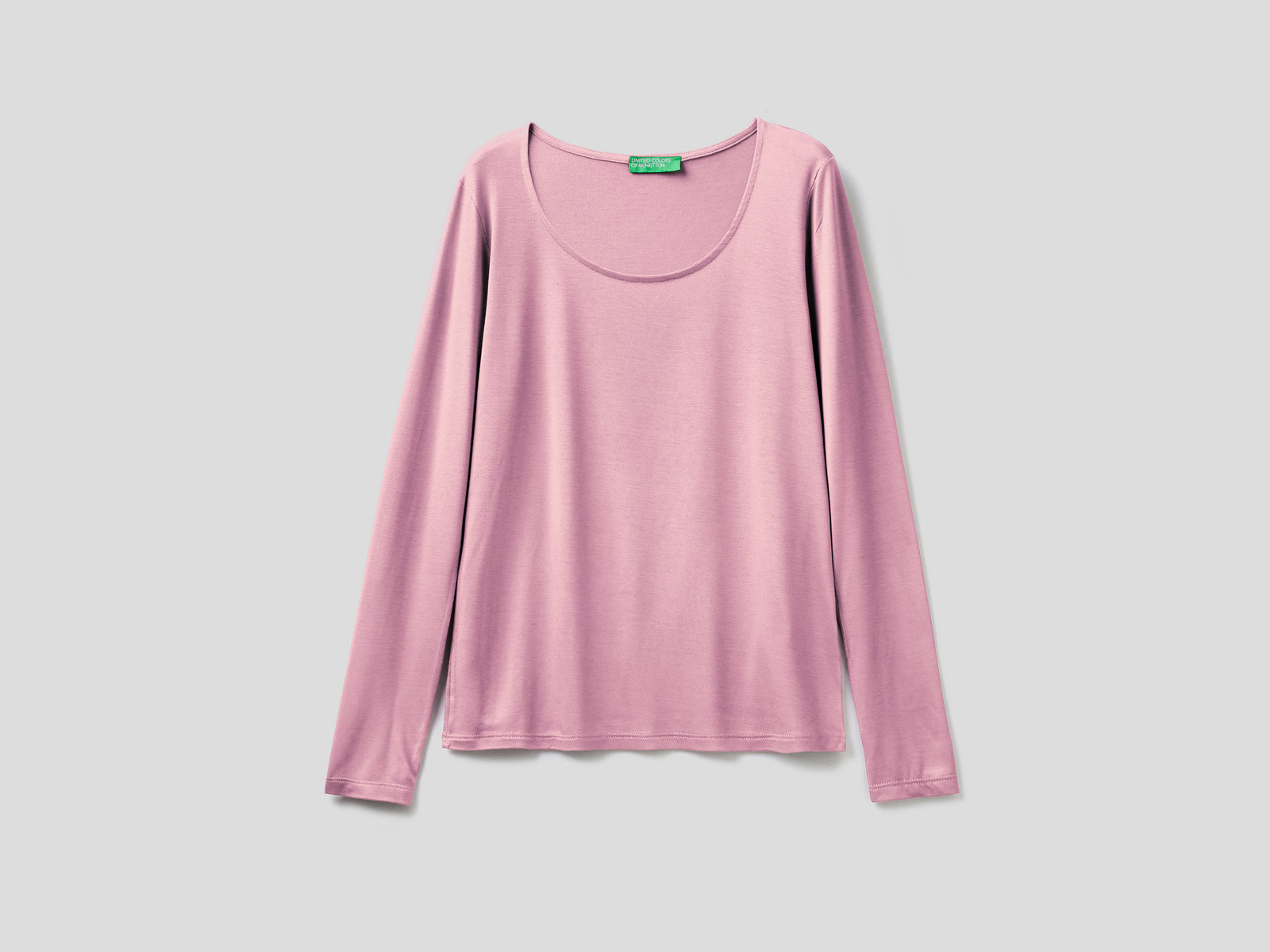 Maglietta in viscosa  stretch da donna rosa pastello | Benetton Outlet