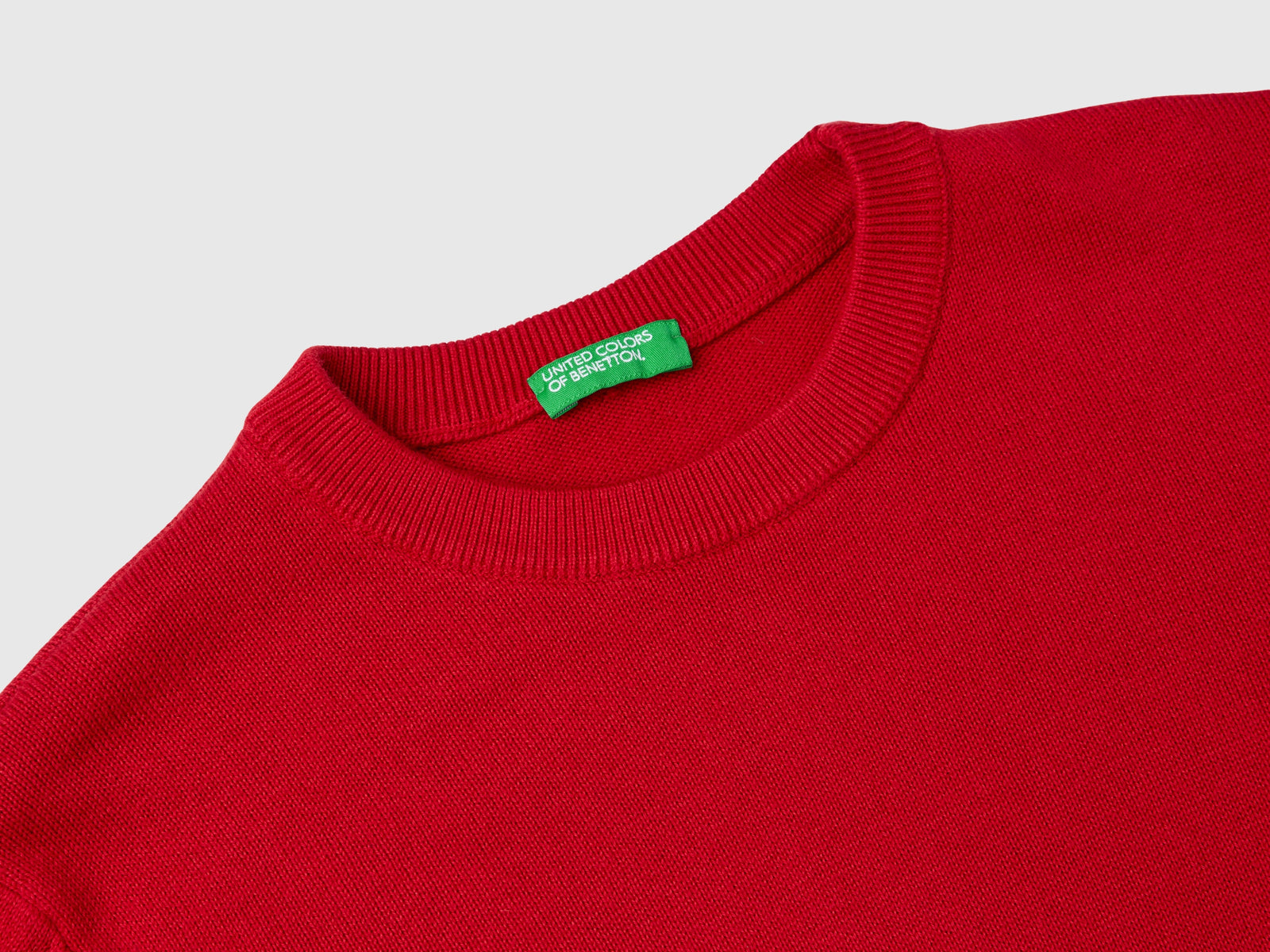 Maglia girocollo 100% cotone da bambino rosso 3 | Benetton Outlet