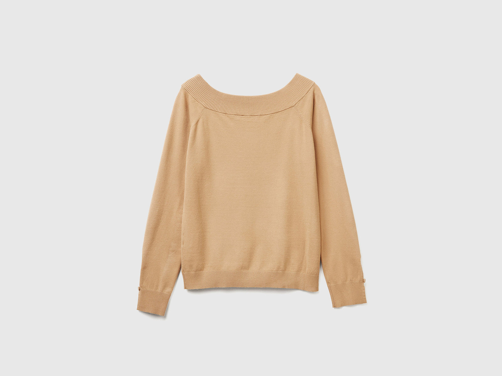 Maglia con scollo bardot da donna cammello 2 | Benetton Outlet