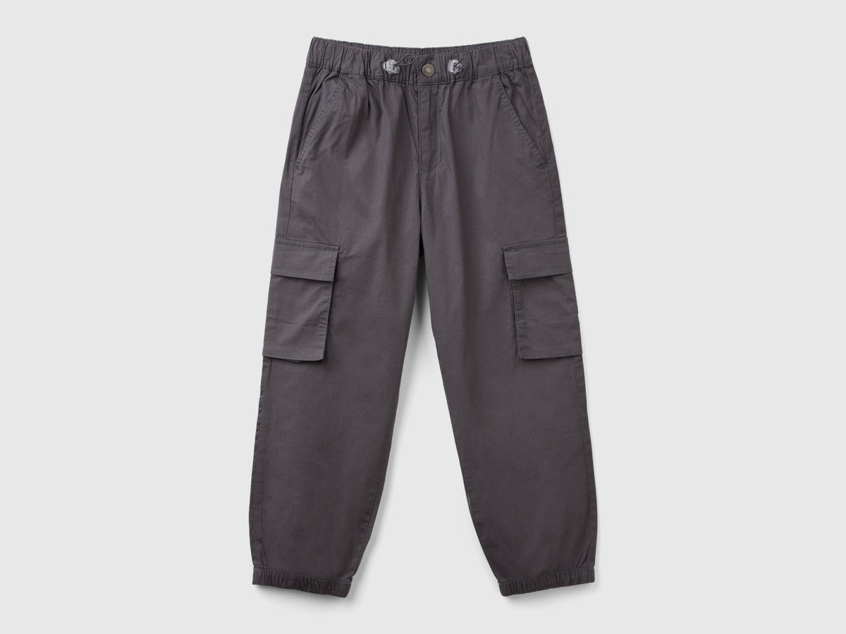 Pantaloni parachute in cotone stretch