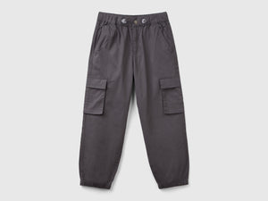 Pantaloni parachute in cotone stretch