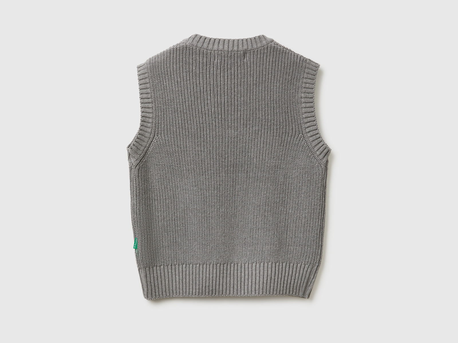 Gilet lavorato con intarsio da donna grigio 2 | Benetton Outlet