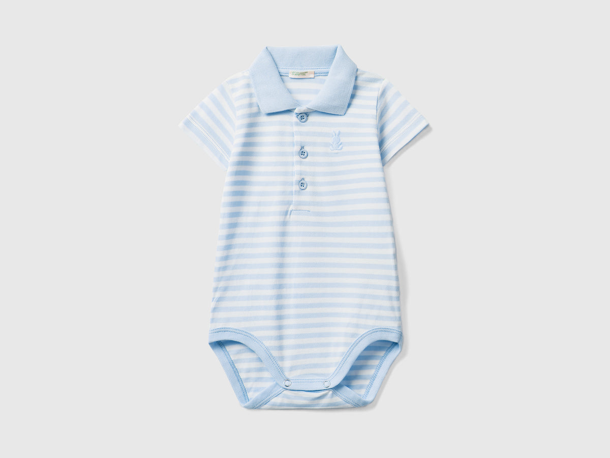 Body a polo in cotone elasticizzato