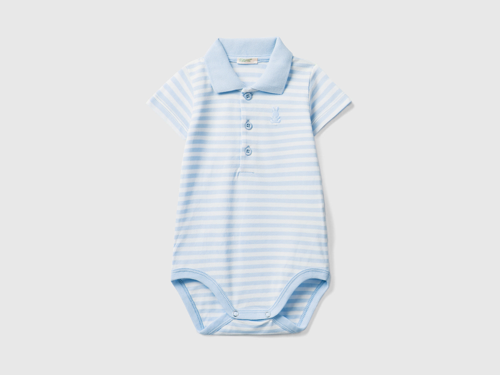 Body a polo in cotone elasticizzato da neonato celeste | Benetton Outlet