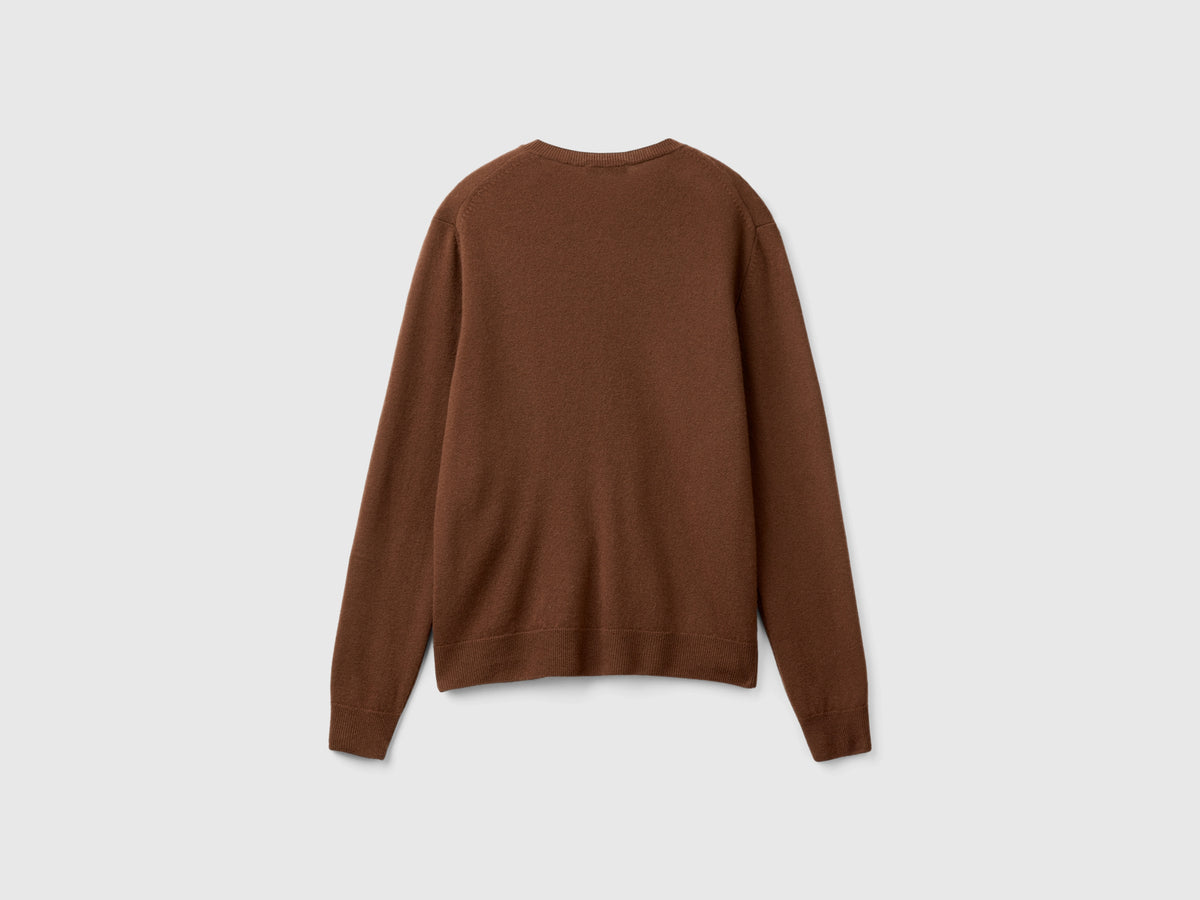 Cardigan girocollo in pura lana Merino