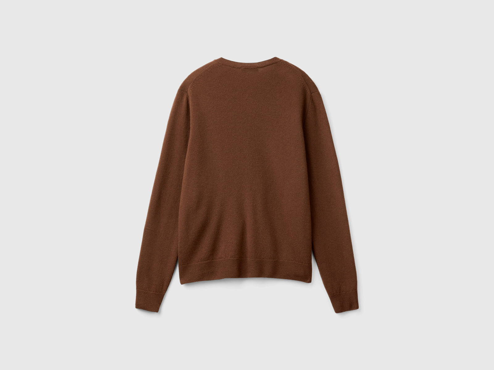 Cardigan girocollo in pura lana Merino da donna marrone scuro 2 | Benetton Outlet