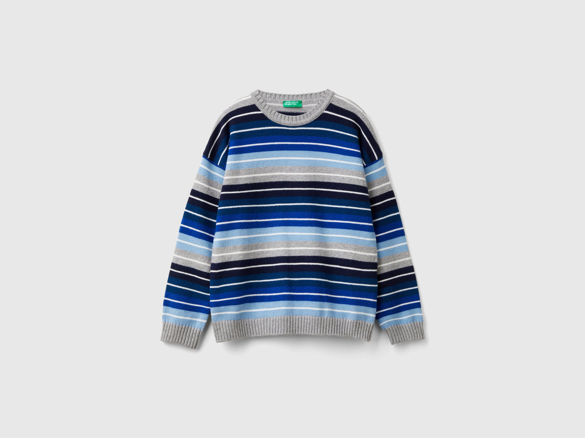Maglia a righe in misto cotone e lana