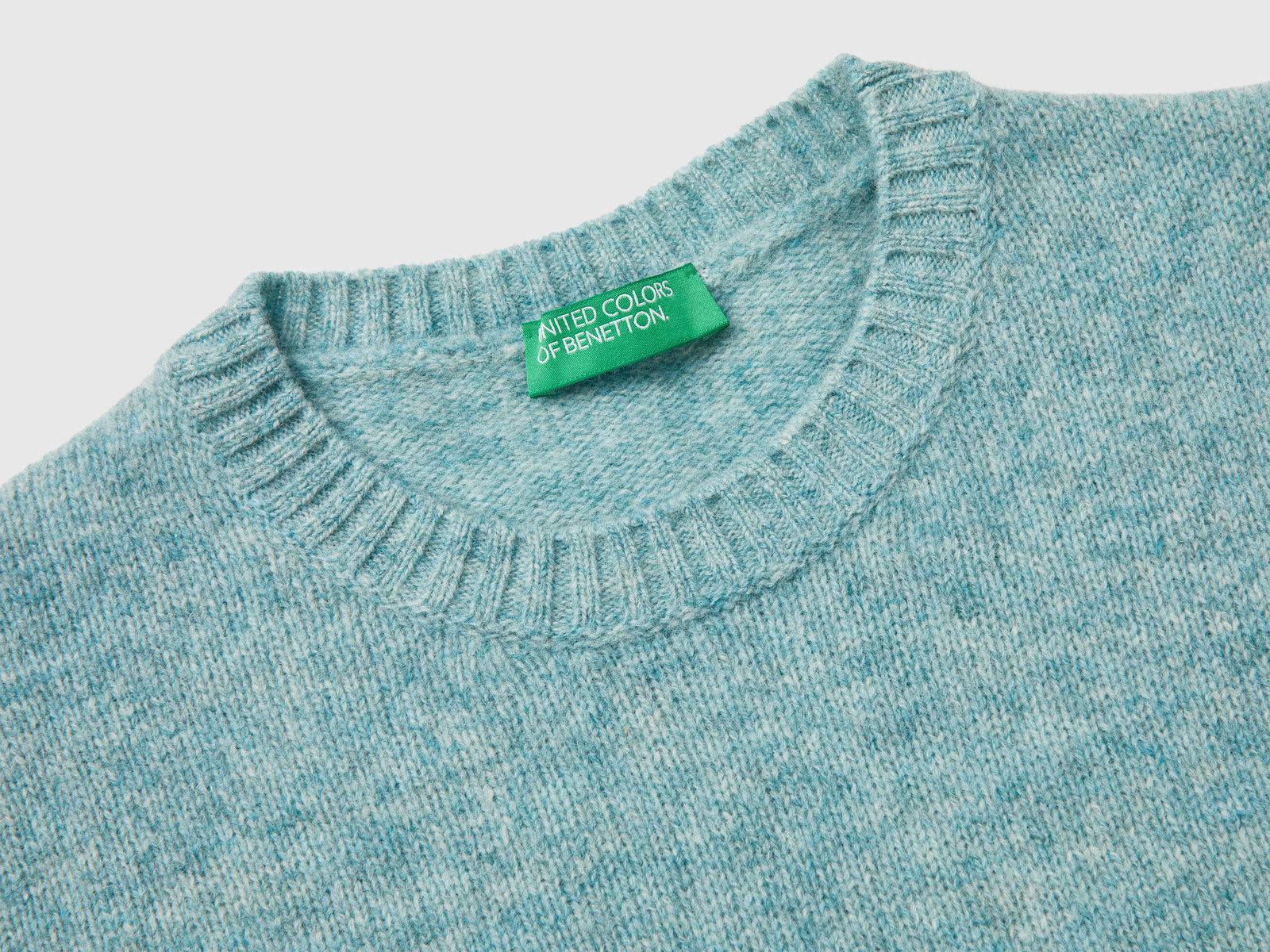 Maglia in pura lana Shetland da donna verde acqua 3 | Benetton Outlet
