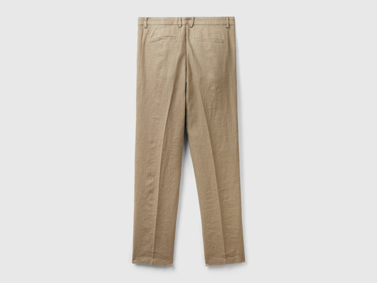 Chino rigati in misto lino