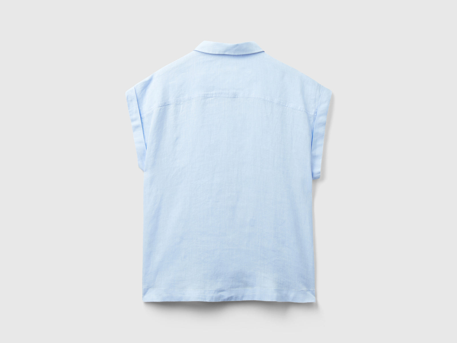 Camicia boxy fit in puro lino da donna celeste 2 | Benetton Outlet