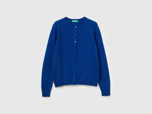 Cardigan girocollo in pura lana Merino