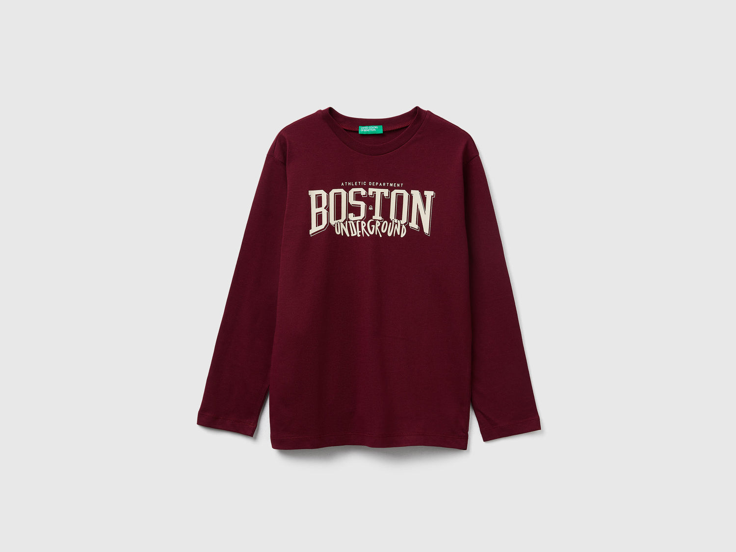 T-shirt con stampa da bambino bordeaux | Benetton Outlet