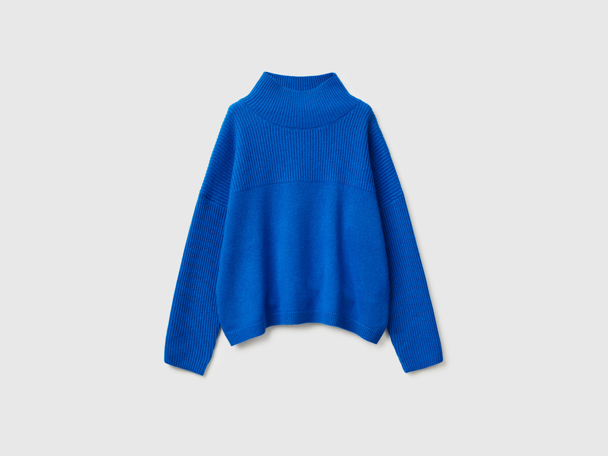 Maglione collo alto 100% lana