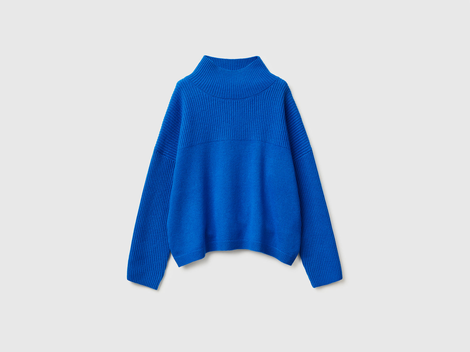 Maglione collo alto 100% lana da donna blu | Benetton Outlet