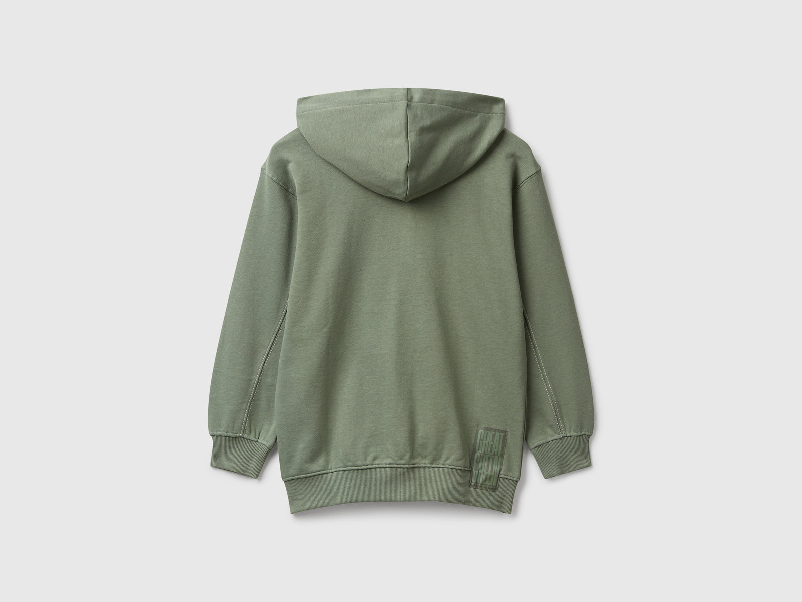 Felpa over fit con zip da bambino verde militare 2 | Benetton Outlet