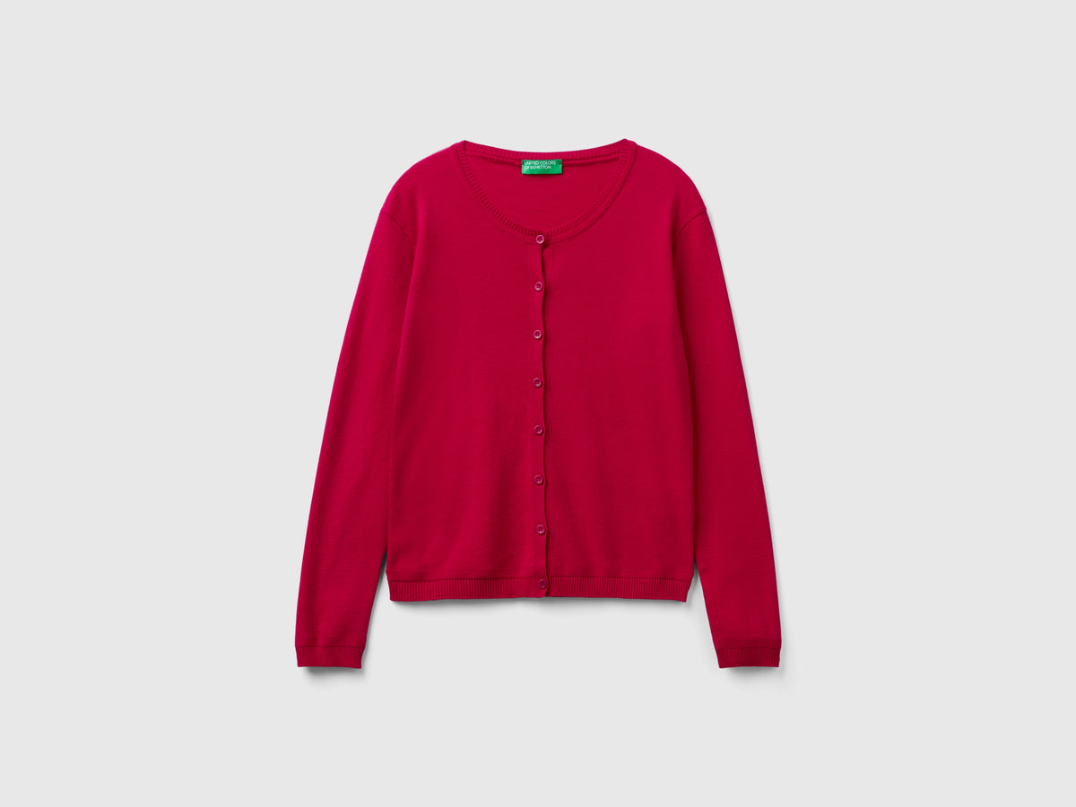 Cardigan girocollo in puro cotone
