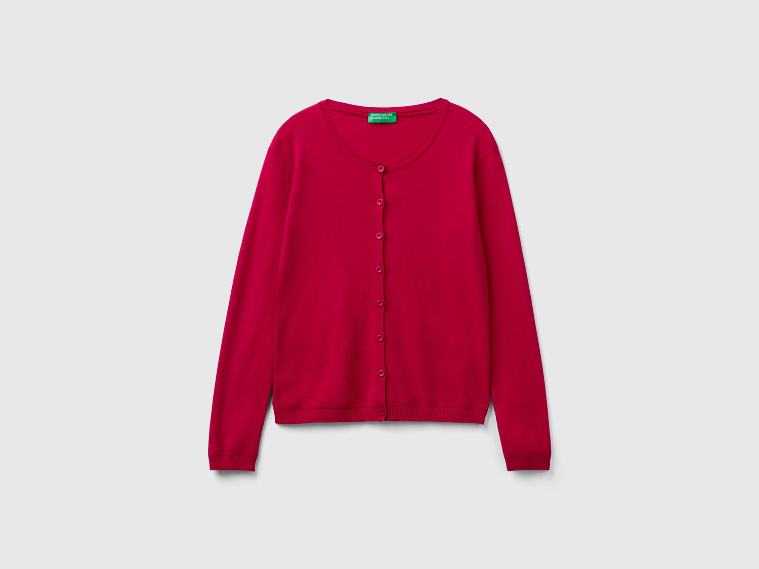 Cardigan girocollo in puro cotone da donna ciclamino | Benetton Outlet
