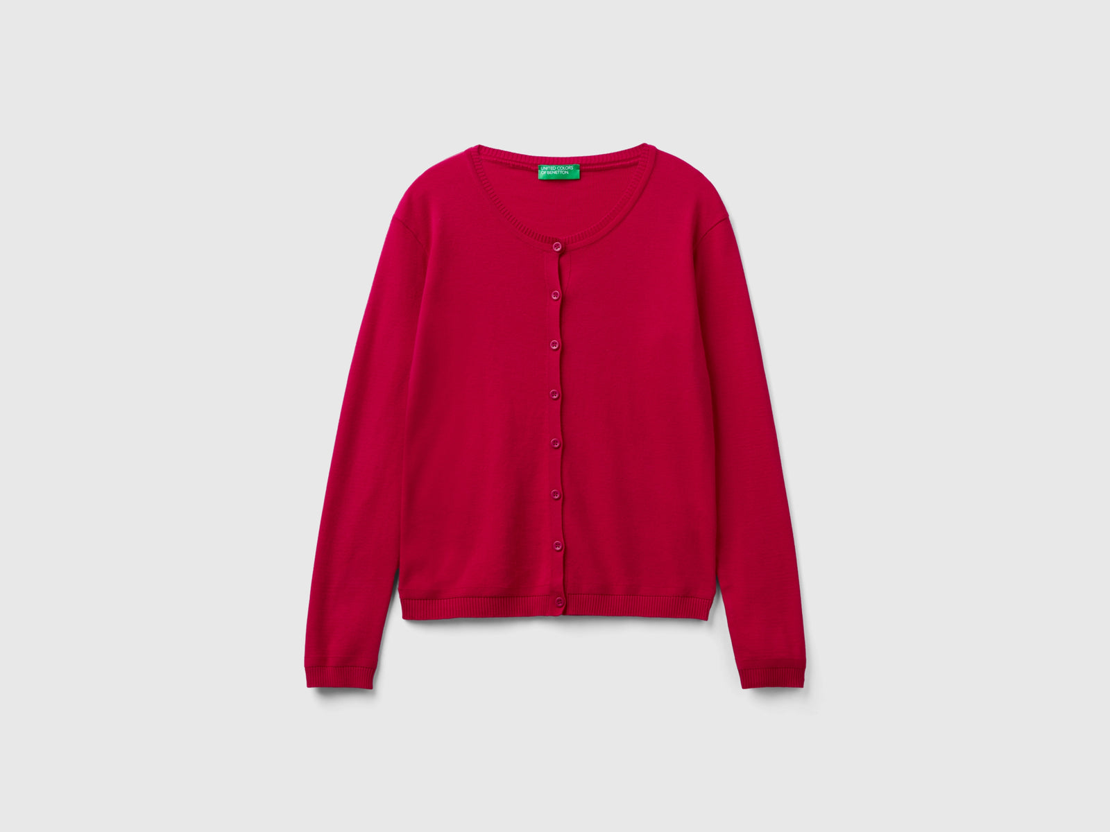 Cardigan girocollo in puro cotone da donna ciclamino | Benetton Outlet