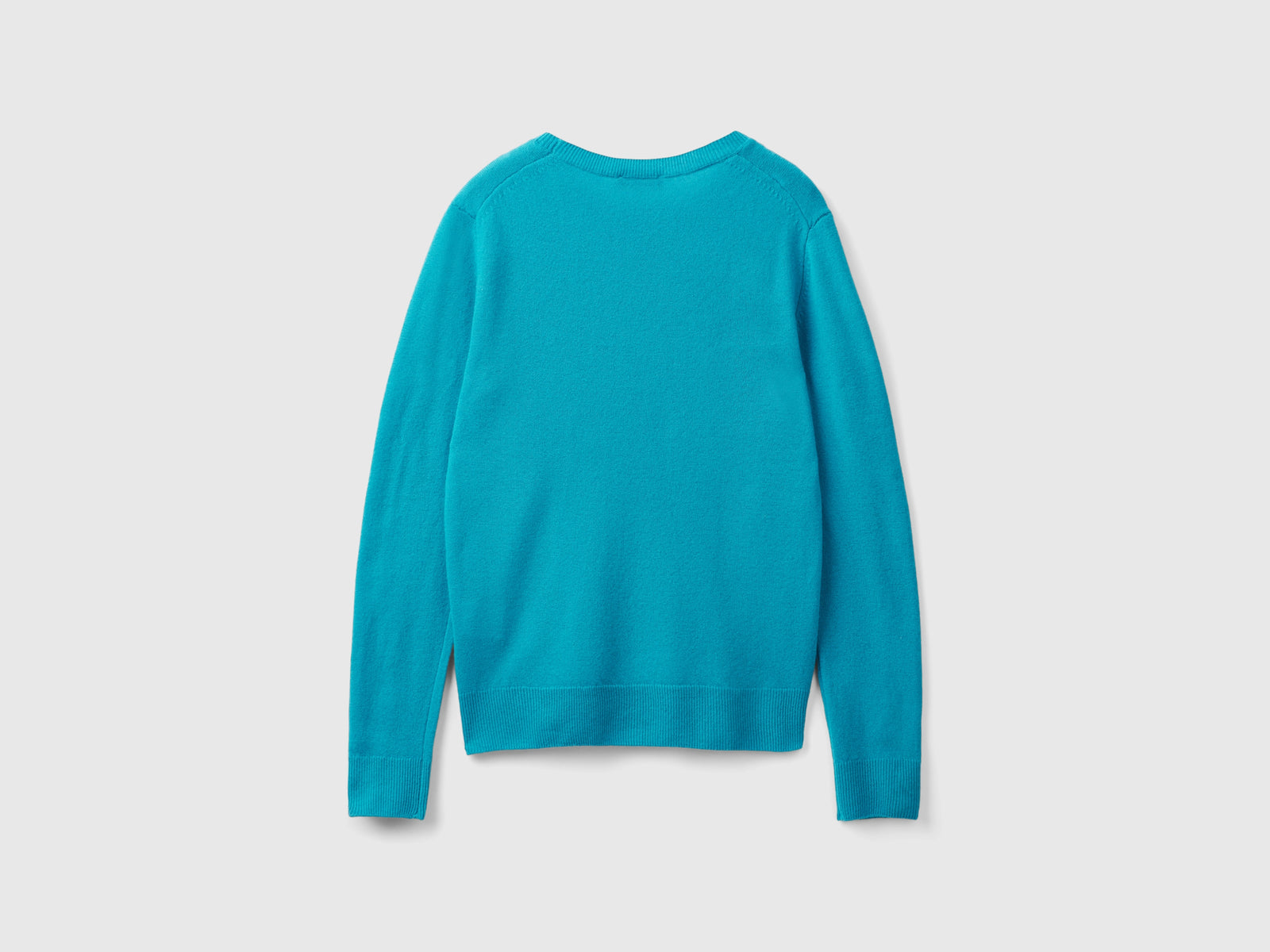 Maglia girocollo in pura lana Merino da donna turchese 2 | Benetton Outlet