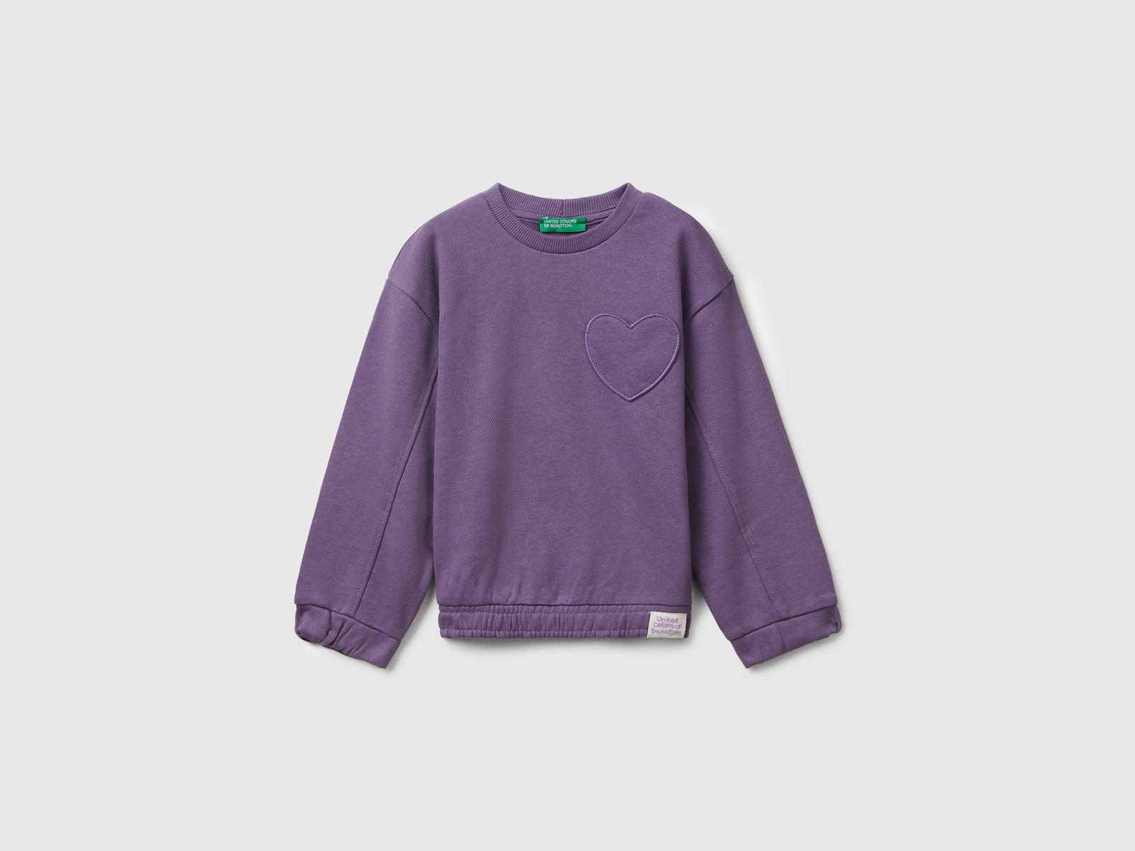 Felpa con patch cuore da bimba viola | Benetton Outlet