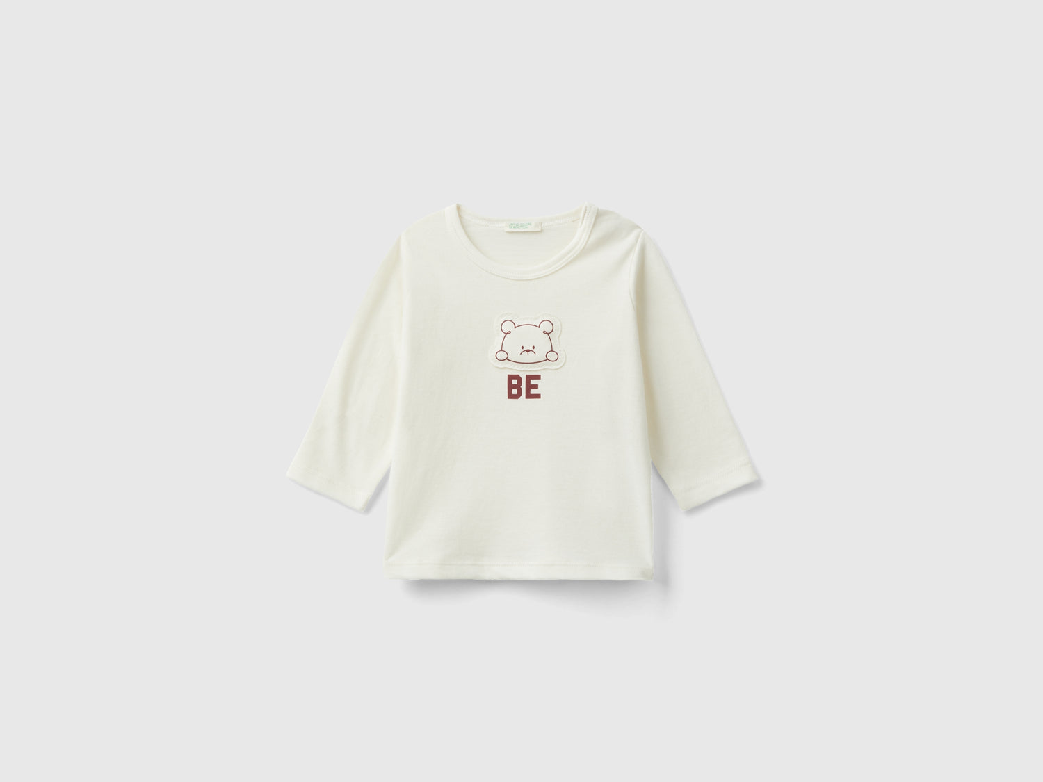 T-shirt con patch 100% cotone bio da neonato bianco panna | Benetton Outlet