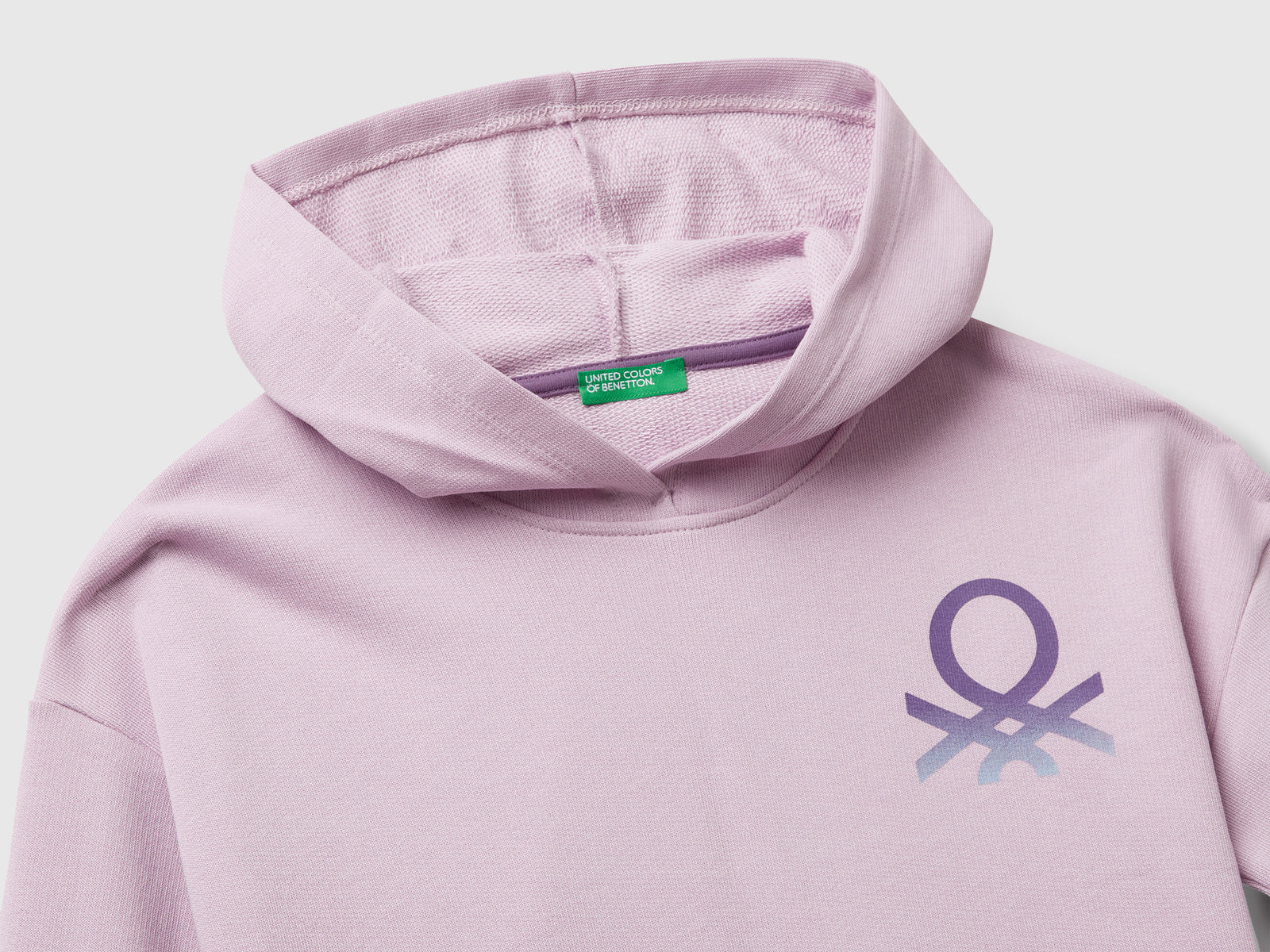 Felpa con stampa e cappuccio da bambina lavanda 3 | Benetton Outlet