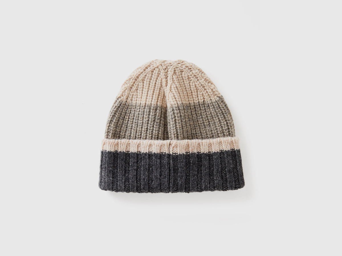 Cappello a righe in pura lana Shetland