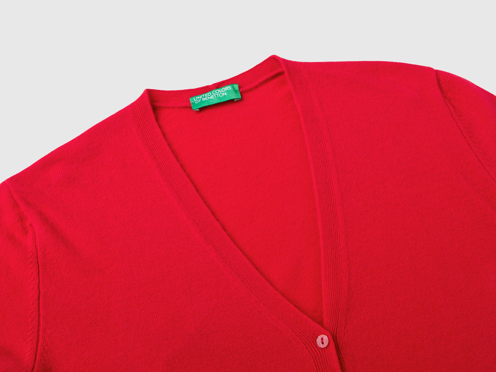 Cardigan scollo a V prugna in pura lana Merino da donna rosso 3 | Benetton Outlet