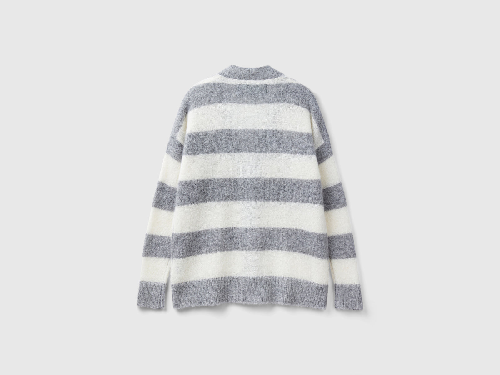 Cardigan a righe in misto alpaca da donna grigio chiaro 2 | Benetton Outlet