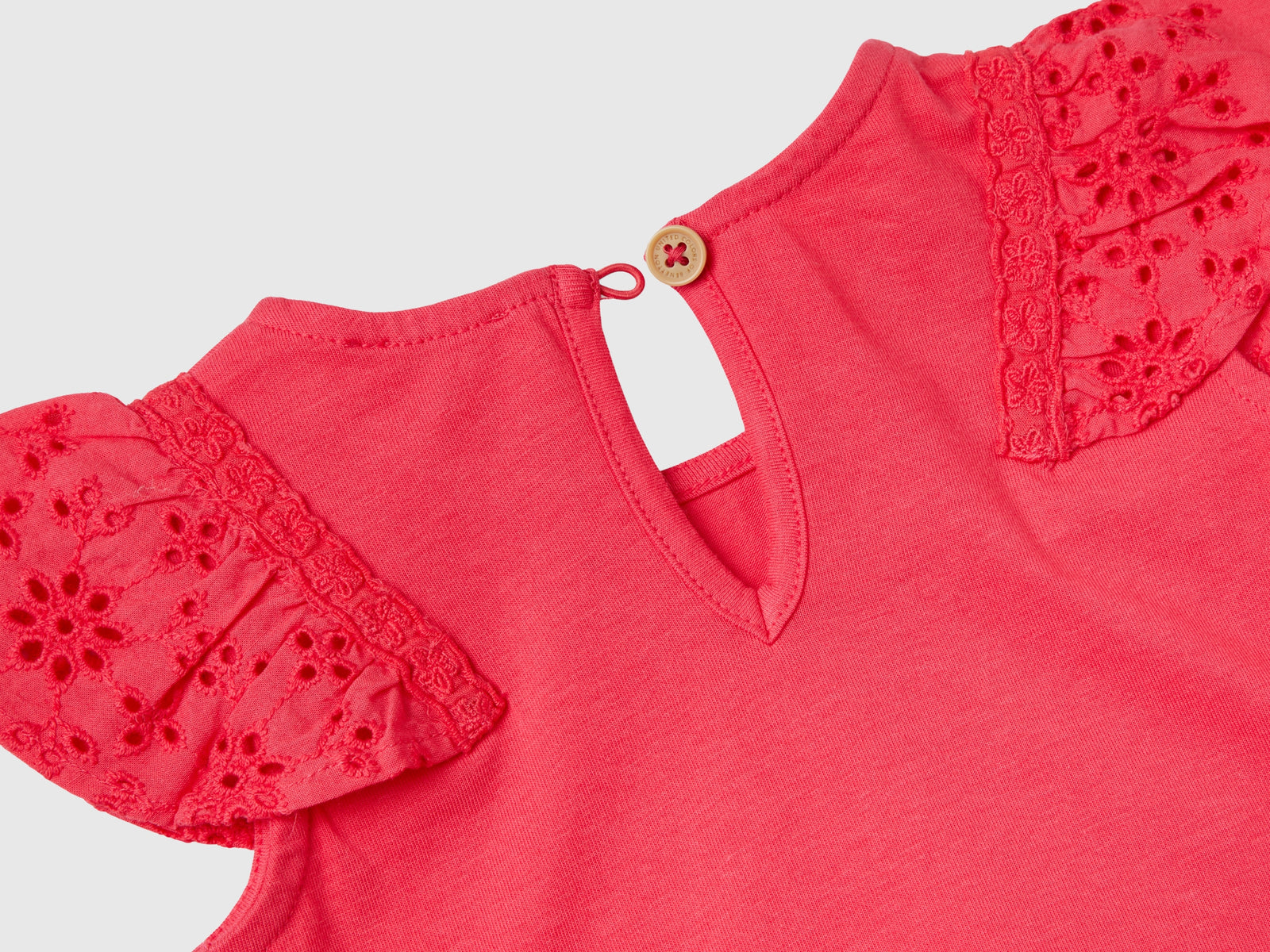 T-shirt con manica sangallo da neonato fucsia 2 | Benetton Outlet