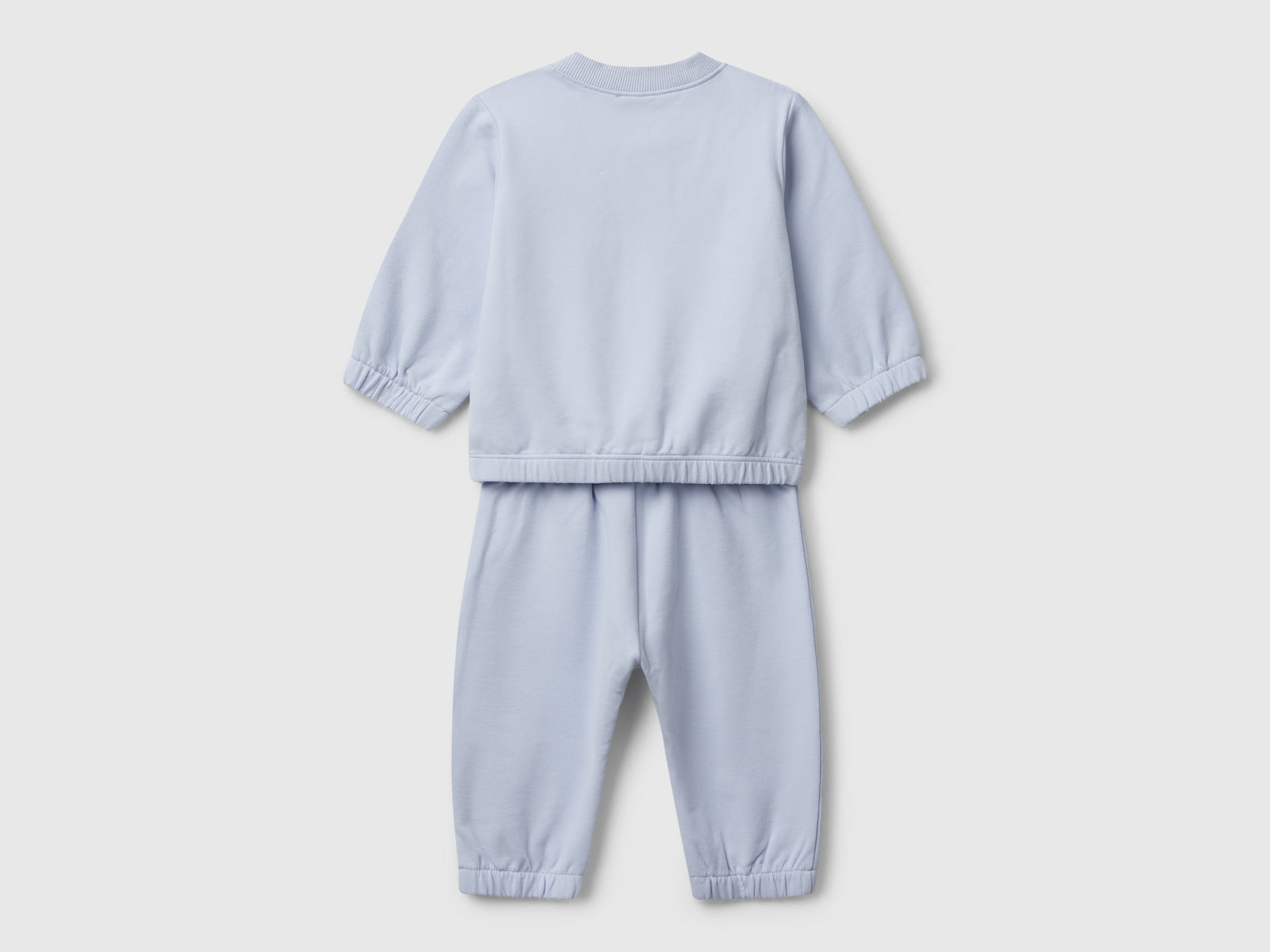 Completino in felpa di cotone da neonato celeste 2 | Benetton Outlet