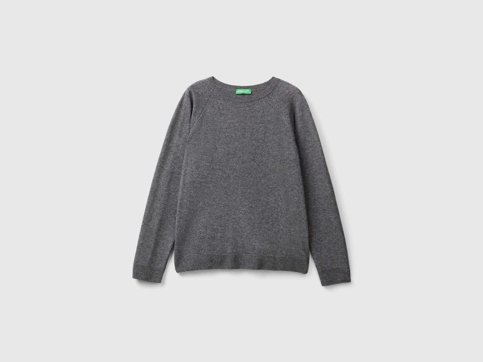 Maglia girocollo in misto lana e cashmere da donna grigio scuro | Benetton Outlet